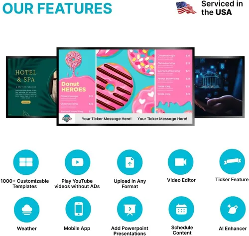 Miniatura 5 de Reproductor de señalización digital EZ AD TV, kit de reproductor de señalización digital 4k, contenido de publicación automática, controlado por