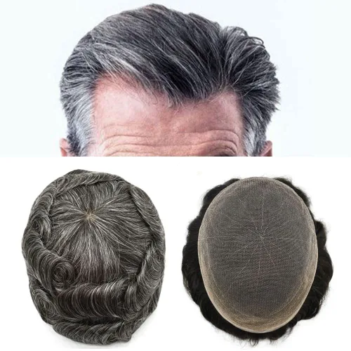 Miniatura 98 de PUNRU HAIR Completo Swiss Lace Toupee para hombres Sistema de cabello humano real Sistema de reemplazo de cabello humano para hombre Toupee
