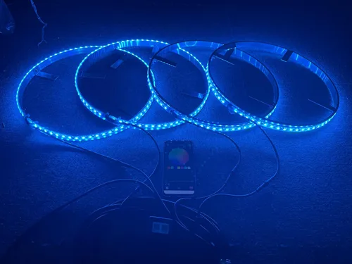 Miniatura 6 de Dream Chasing Colors Flow - Anillo de luces LED de 15.5 pulgadas, luces de llanta, luces de neumáticos, control de aplicación de dientes azules, 4