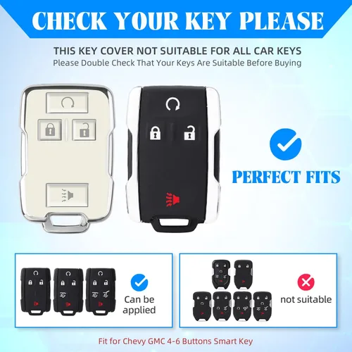 Miniatura 2 de QBUC Funda para llavero Chevy con llavero de TPU suave, compatible con Chevy Colorado, Silverado, Suburban Tahoe, GMC Sierra Yukon Canyon (A: blanco)