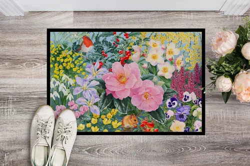 Miniatura 3 de Caroline's Treasures SASE0956JMAT - Tapete de invierno floral por Anne Searle para puerta delantera, 24 x 36 pulgadas, para interiores y exteriores