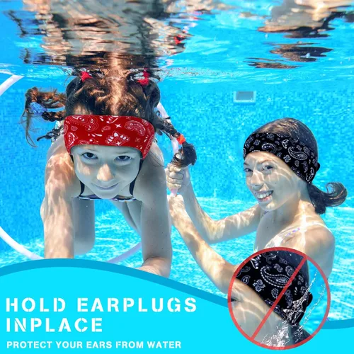 Miniatura 5 de 4 diademas de natación para natación, banda ajustable para la oreja para mantener el agua fuera, protección para los oídos para niños y adultos