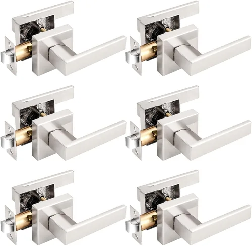 Miniatura 151 de Probrico Paquete de 4 manijas de puerta simuladas en negro mate, manijas interiores que no giran, manijas reversibles resistentes para interiores