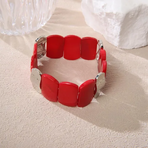 Miniatura 4 de Pulseras de cuentas gruesas, coloridas pulseras elásticas de concha natural, pulseras rectangulares bohemias para mujer