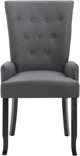 Miniatura 4 de Ergonomic Dining Chair, Dark Grey Polyester Fabric, Solid Oak Wood Frame, Modern Kitchen & Dining Room Furniture
