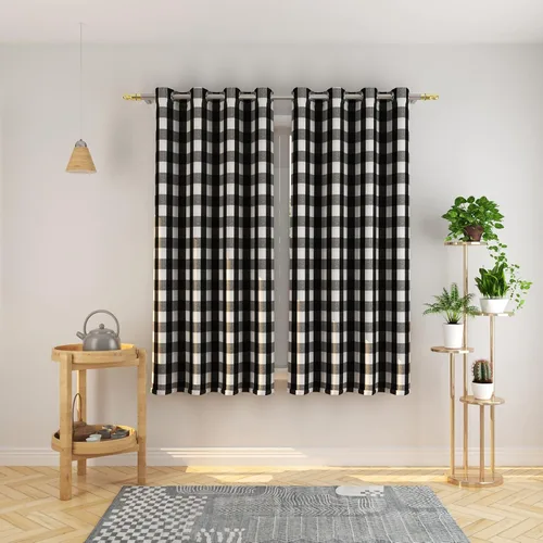 Miniatura 83 de Cortinas de 24 pulgadas de largo con diseño Buffalo Check Gingham Plaid para ventanas de cocina y baño, tratamiento para ventanas con 2 paneles