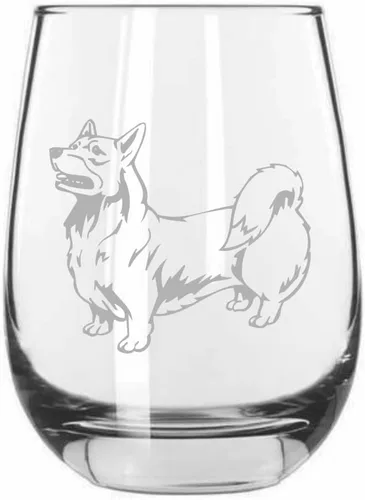 Miniatura 564 de Sakhalin Husky Dog - Copa de vino grabada personalizada de 15.25 onzas sin tallo