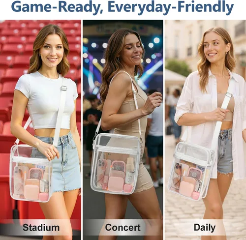 Miniatura 9 de PACKISM Bolsa transparente para eventos de estadio – Monederos pequeños transparentes para mujer, bolsa bandolera para conciertos y eventos
