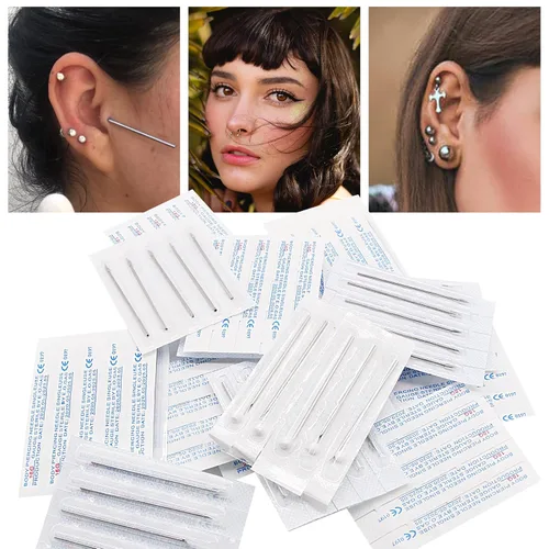 Miniatura 4 de Autdor 50 agujas de perforación, mixtas de 12G, 14G, 16G, 18G, 20G, estériles, de acero inoxidable 316L, agujas huecas para oreja, nariz, tabique