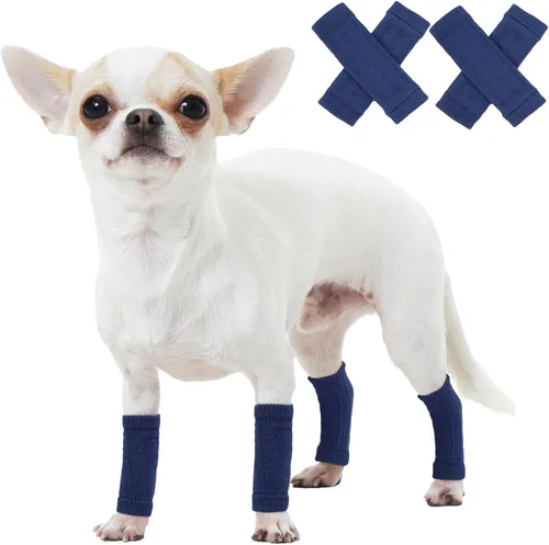 Miniatura 14 de ROZKITCH Manga de compresión para perro, 2 piezas de pierna delantera y 2 rodillas de pierna trasera, envoltura para codo de perro, protector