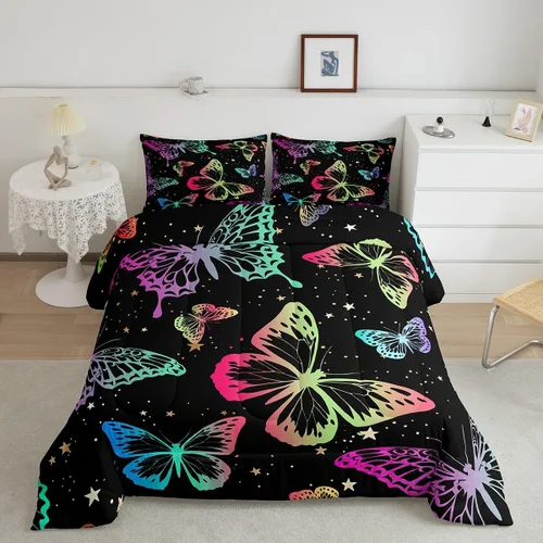 Miniatura 24 de Juego de edredón de cielo estrellado, tamaño King, juego de ropa de cama con estrellas y galaxias para niños y niñas, edredón de plumón del espacio