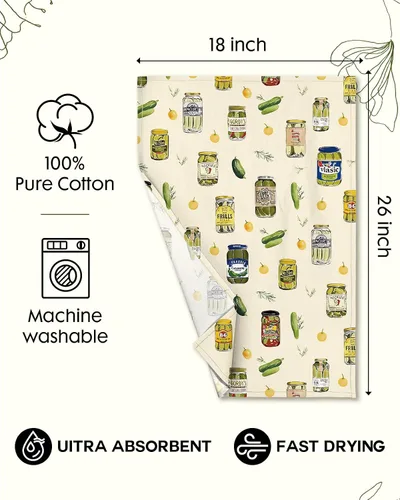 Miniatura 4 de Miss Adola - Juego de toallas de cocina de saco de harina con lazo para colgar - Juego de 2 toallas de cocina de primavera con lazo para colgar