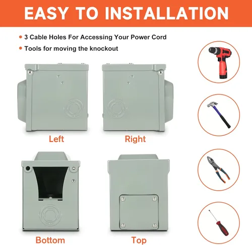 Miniatura 7 de Caja de toma de corriente WELLUCK para RV 50A 125/250V, Receptáculo NEMA 14-50R Cerrado y con cerradura Enchufe resistente a la intemperie