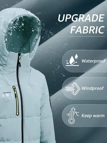 Miniatura 7 de Chaqueta aislante para mujer, resistente al viento, impermeable, con capucha, para esquí, snowboard, con múltiples bolsillos