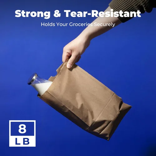 Miniatura 4 de FMP Brands Paquete de 200 bolsas de almuerzo de papel marrón de 8 libras, 12.4 x 6 x 4 pulgadas, bolsas de papel kraft de alta calidad a granel