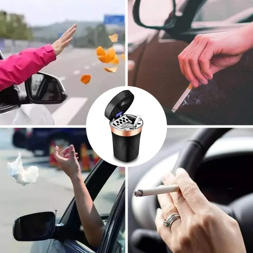 Miniatura 4 de Cenicero de automóvil, cenicero automático cigarro encendedor electrónico de cigarrillos desmontable, alimentado por energía solar/recargable por