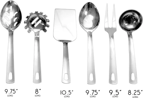Miniatura 6 de Darware Juego completo de servir (6 piezas, plateado); con servidor de pasta, tenedor, cuchara ranurada, cucharón y servidor de pasteles/cazuela