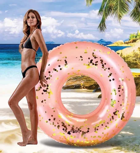 Miniatura 4 de POZA Flotador de Tubo Inflable para Piscina – Anillo de natación de confeti brillante, Tubo Inflable de Servicio Pesado Resistente a los Rayos UV