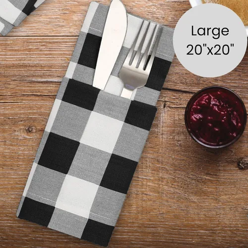 Miniatura 3 de Cotton Clinic Servilletas de tela 100% algodón, grandes, 20 x 20 pulgadas, juego de 4 servilletas de mesa a cuadros a cuadros – Servilletas de mesa