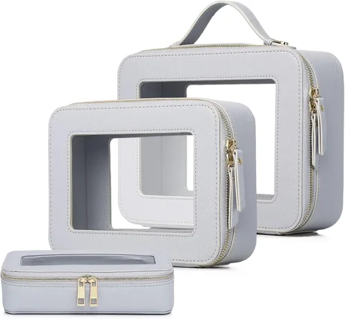 Miniatura 21 de Pinkmik Pequeña bolsa de maquillaje transparente, mini estuche para cosméticos, bolsa de aseo impermeable con cremallera, organizador de bolsos
