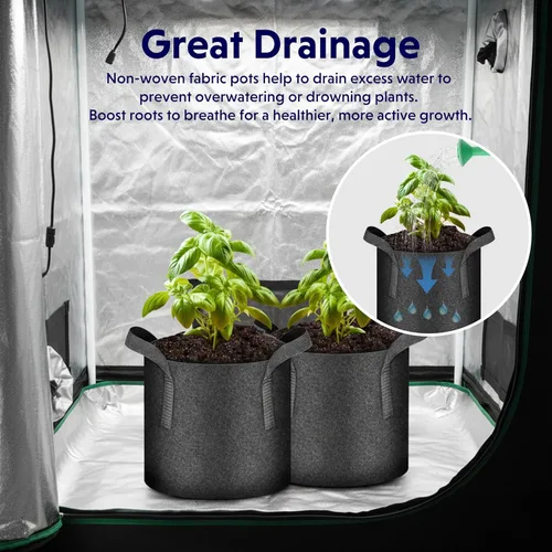 Miniatura 6 de iPower Paquete de 10 bolsas de cultivo de 3 galones, macetas de tela no tejida, contenedor de aireación con asas de correa para jardín y plantación