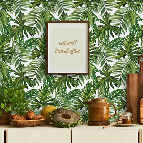 Miniatura 3 de Papel Tapiz Tropical Despegar y Pegar Papel de Contacto de Selva 17.7 pulgadas x 118.1 pulgadas Papel de Contacto de Hoja de Palma Despegar y Pegar