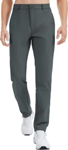 Miniatura 9 de LETAOTAO Pantalones de golf altos para hombre, pantalones de vestir de trabajo de 32/34 pulgadas, 36/38 pulgadas, elásticos, ligeros, de ajuste