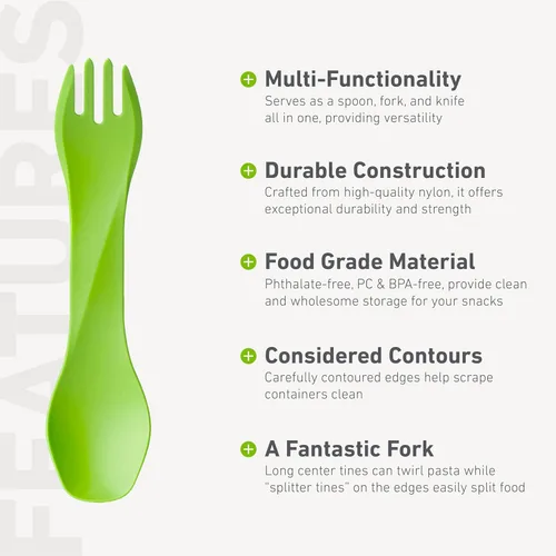 Miniatura 4 de humangear GoBites Uno Mini - Juego de 3 utensilios de viaje y campamento, utensilios de comedor portátiles y compactos, material seguro