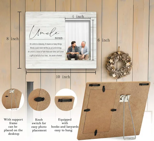 Miniatura 6 de SRADMO Marco de Fotos con Definición de Tío - Los Mejores Regalos para Tíos Marco de Fotos de Mesa de 10x8 pulgadas para el Día del Padre