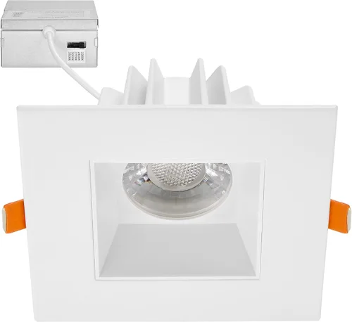 Maxxima Foco LED empotrado cuadrado ultrafino de 4 pulgadas de bajo kelvin, antirreflejo, clasificación IC sin lata, 1200 lúmenes, 5 temperaturas de