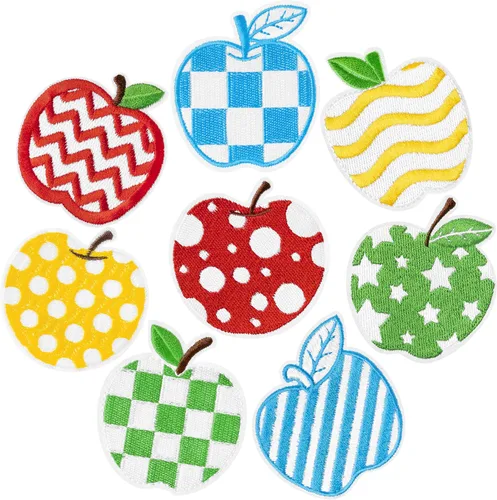Miniatura 20 de 9 piezas de parches para planchar de regreso a la escuela coloridos ABC lápiz autobús escolar para coser reparación bordado aplicación DIY