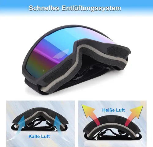 Miniatura 3 de EXP VISION Gafas de esquí/snowboard para hombres y mujeres, gafas de nieve OTG antiniebla con protección UV Marco negro azul