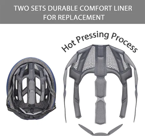 Miniatura 3 de Casco de bicicleta para adultos, hombres y mujeres, con luz - Casco de bicicleta de montaña y carretera con almohadillas de repuesto y visera AZUL