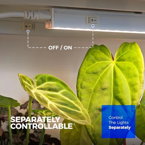 Miniatura 5 de Barrina Luces de cultivo T5 para plantas de interior, espectro completo, 4 pies 160 W (8 x 20 W, equivalente a 1000 W), lámparas de cultivo