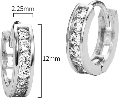 Miniatura 2 de Pendientes de oro amarillo y blanco de 14 k de 0.089in con circonita cúbica para niños y niñas