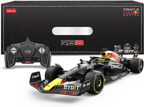 Miniatura 9 de RASTAR Red Bull F1 - Coche RC a escala 1/18 - Oracle Racing 2022 Mando a distancia Fórmula 1 RB18 Modelo Sergio Pérez - Azul oscuro 2.4G para niños