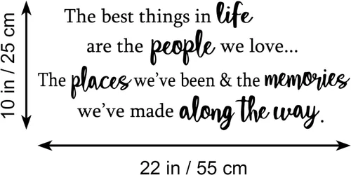Miniatura 6 de Calcomanías de vinilo con texto en inglés "The Best Things in Life are The People We Love The Places We Been and The Memories