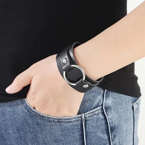 Punk PU Leather Bracelet Cool Gothic Harajuku Style Rock Cuff Personality Adjustable Rope Wristband Bracelets for Men Women