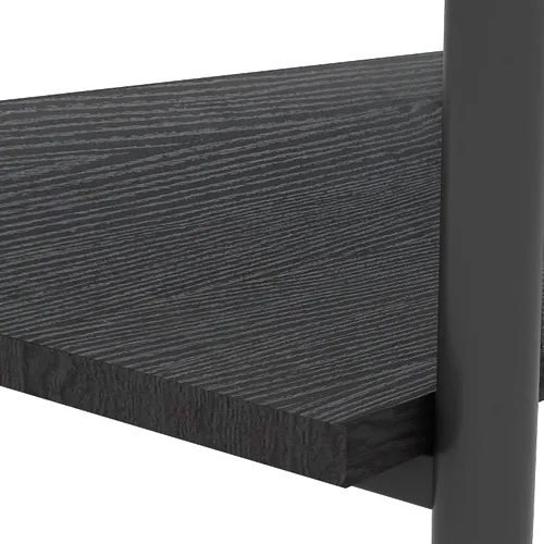 Miniatura 6 de Mesa de centro moderna rectangular con tapa de vidrio templado con estante de madera para el hogar, sala de estar, oficina, tienda o dormitorio