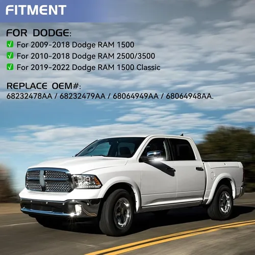 Miniatura 6 de Switchback - Luz LED para espejo lateral intermitente para Dodge Ram 1500 2500 3500 Ram 1500 2009-2018 y Ram 2500 3500 10-18, lente ahumada