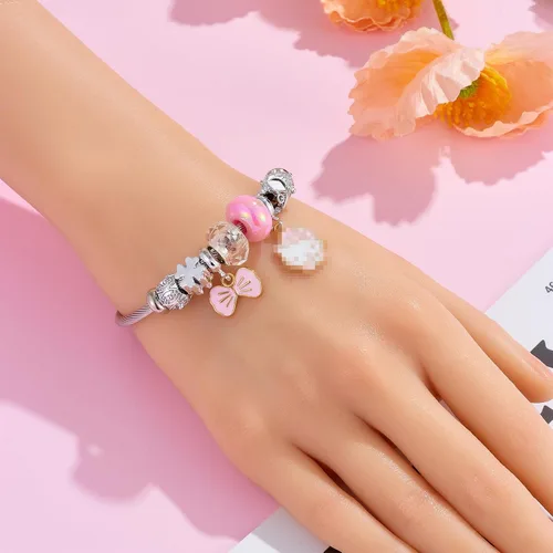Miniatura 4 de Juego de 4 pulseras kawaii con cuentas, lindas pulseras de dibujos animados para mujeres y niñas, pulseras de amistad a juego, Cristal, cristal