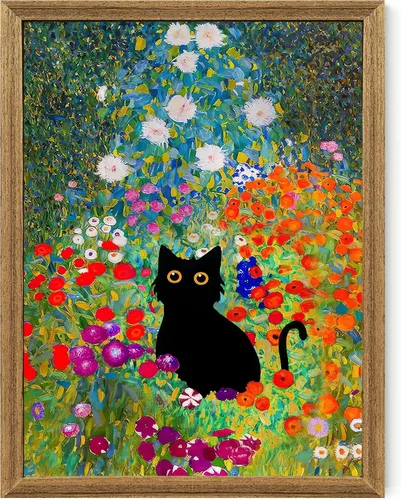 Miniatura 31 de Fantasy Artists Van Gogh - Lienzo decorativo para pared, diseño de gato negro con diseño de almendra y diseño de gato negro, pósteres de pintura al