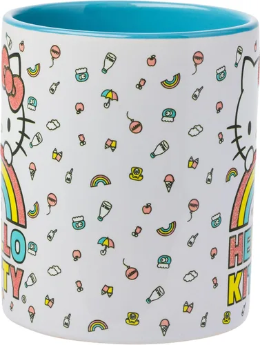 Miniatura 3 de Silver Buffalo Sanrio Hello Kitty - Taza de cerámica con purpurina arcoíris, 14 onzas