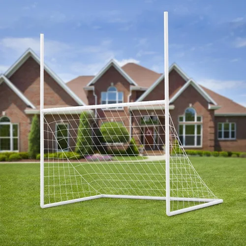 Miniatura 8 de GYMAX Red de fútbol 2 en 1 y poste de portería de fútbol, 65 x 43 pulgadas, blanco, juego de portería de fútbol para niños con estacas de tierra