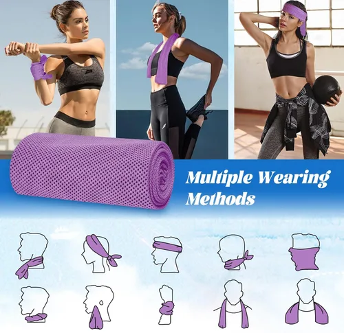 Miniatura 5 de PAWPRO Paquete de 4 toallas refrescantes para cuello y cara (40 x 12 pulgadas), toalla de enfriamiento suave y transpirable con bolsa impermeable