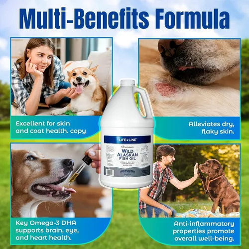 Miniatura 3 de Life Line Pet Nutrition Aceite de pescado salvaje de Alaska para perros y gatos, 128 onzas, suplemento de aceite de pescado Omega 3 para piel