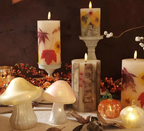 Miniatura 3 de Velas de abedul real sin llama incrustadas con bayas rojas, velas de Navidad sin llama con control remoto, velas tipo pilar que funcionan