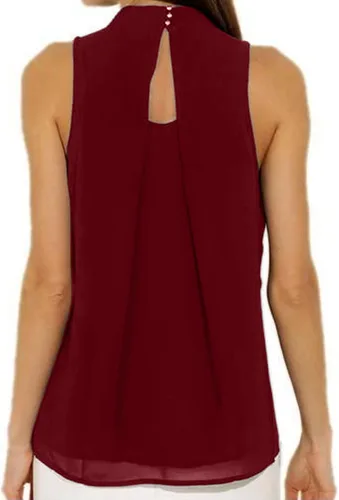 Miniatura 2 de Blusa de verano para mujer, sin mangas, plisada, informal, para trabajo