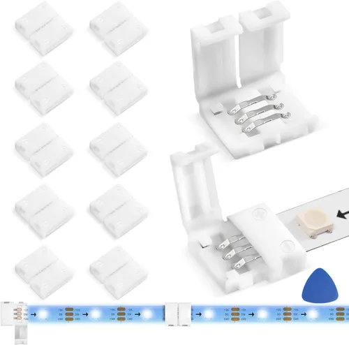 Miniatura 10 de WENHSIN 10 paquetes de conectores LED de 2 pines en forma de L para luces de tira LED de 10 mm de ancho, adaptador de extensión sin cable, sin