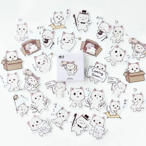 Miniatura 9 de 45 piezas de lindas calcomanías de gato para álbumes de recortes, diario de viñetas, decoración DIY, planificadores, maletas, diario, cuadernos